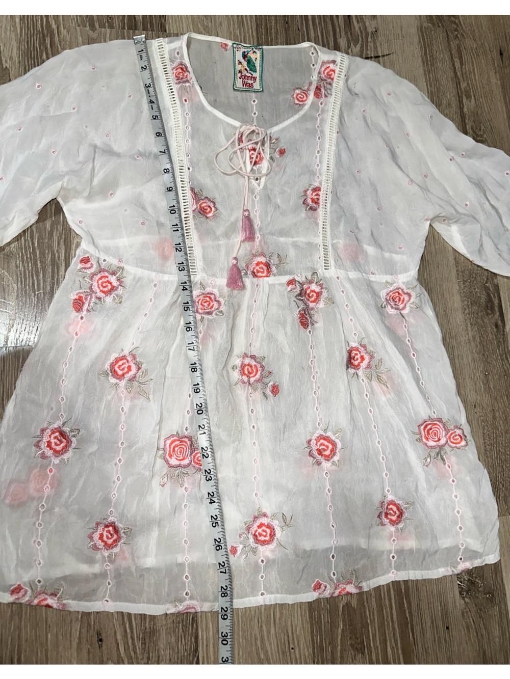 Johnny Was Nova tassel white embroidered top in size Small. - Picture 6 of 10